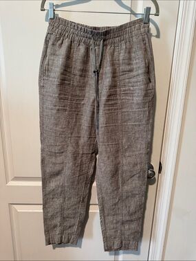 Athleta Linen Pants Heathered Taupe, Elastic-Waist XS